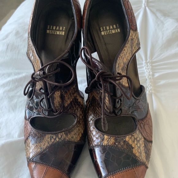 Stuart Weitzman Multi-Tone Lace-Up Heels - Picture 1 of 12